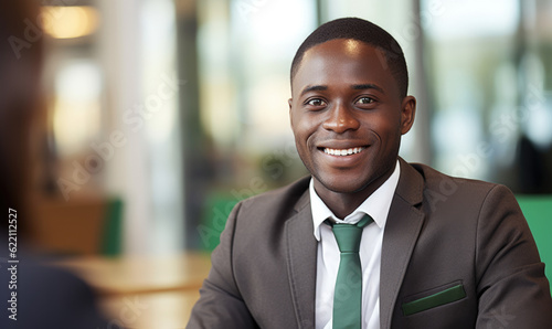 african smiling business man at a meeting