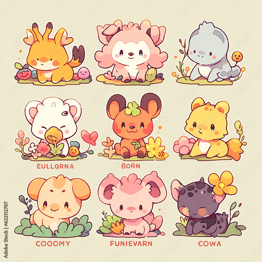 Obraz premium cute animal cartoon character made by AI generative image