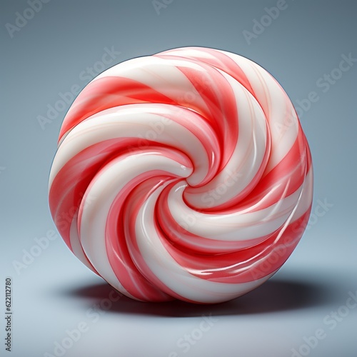 A peppermint candy with plain background. Generative AI. 
