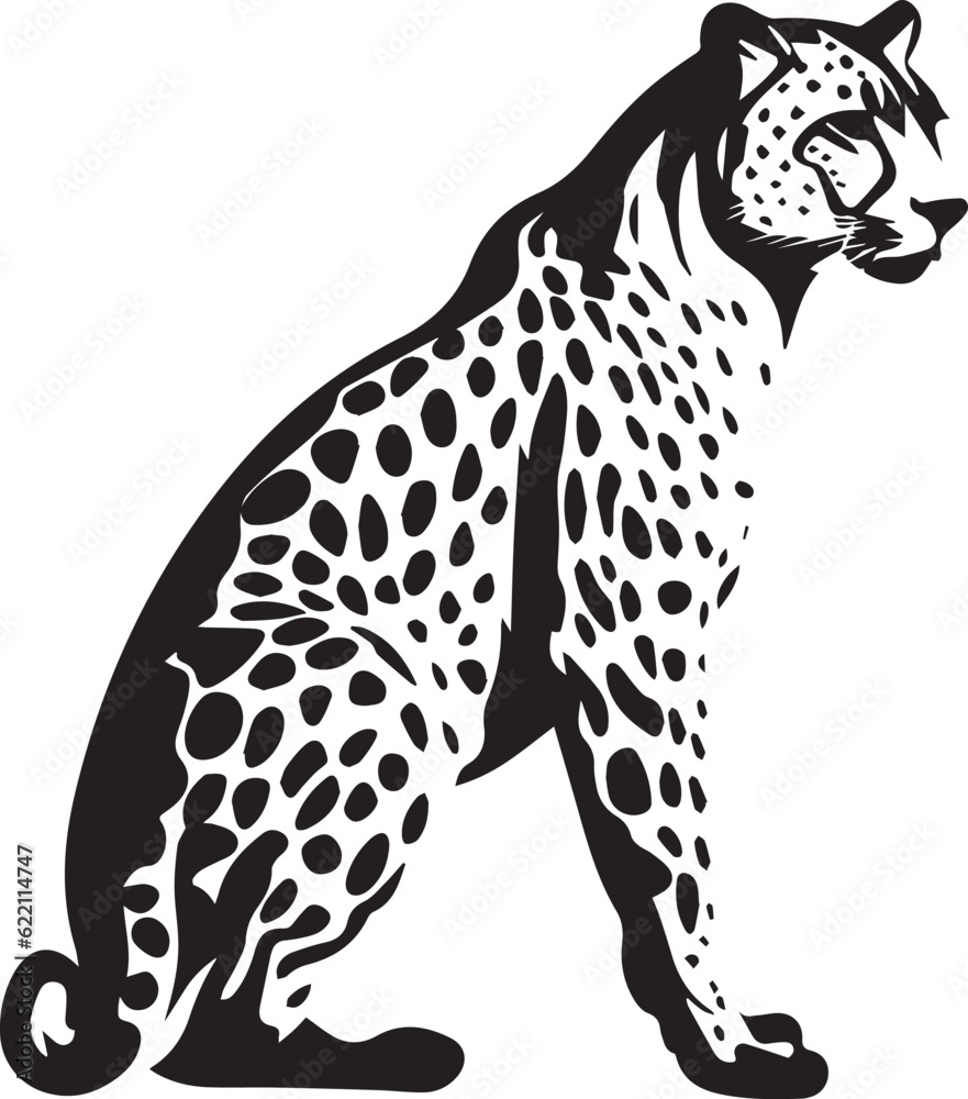 Cheetah Black And White, Vector Template Set for Cutting and Printing Cheetah Black And White, Vector Template Set for Cutting and Printing