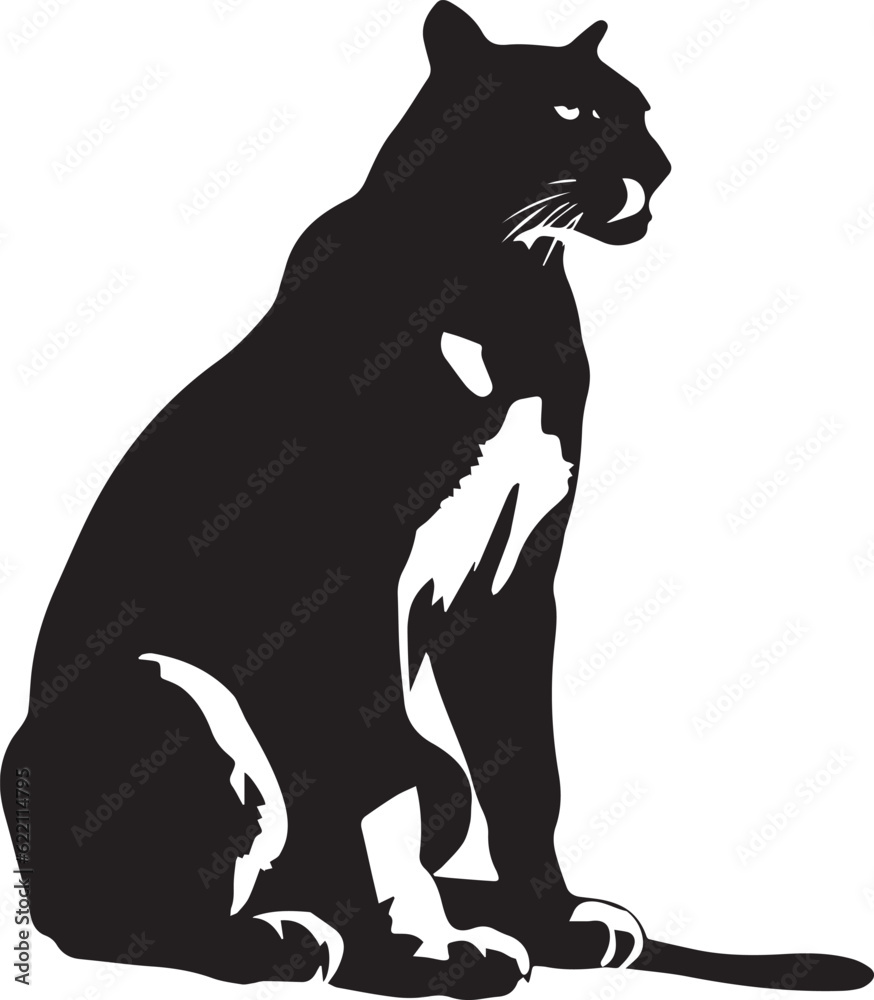 Cougar Black And White, Vector Template Set for Cutting and Printing