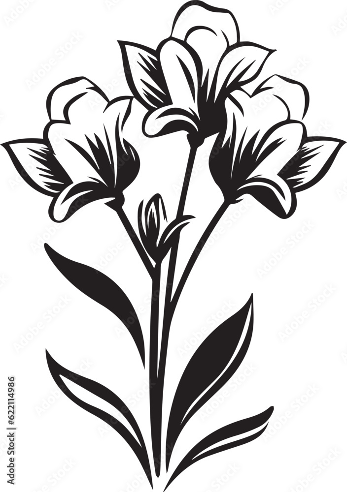 Freesia Black And White, Vector Template Set for Cutting and Printing Freesia Black And White, Vector Template Set for Cutting and Printing