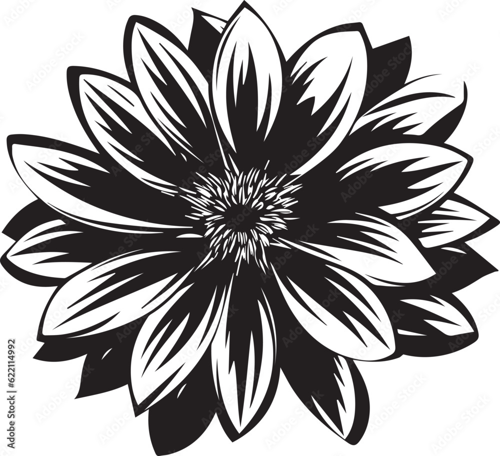 Gazania Black And White, Vector Template Set for Cutting and Printing Gazania Black And White, Vector Template Set for Cutting and Printing
