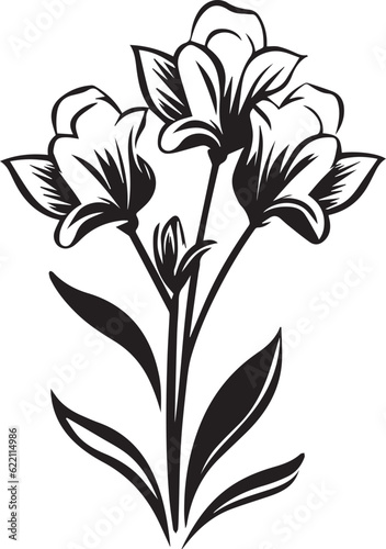 Freesia Black And White, Vector Template Set for Cutting and Printing