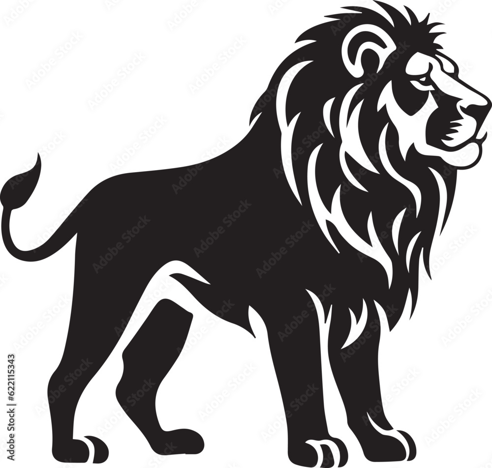 Lion Black And White, Vector Template Set for Cutting and Printing Lion Black And White, Vector Template Set for Cutting and Printing