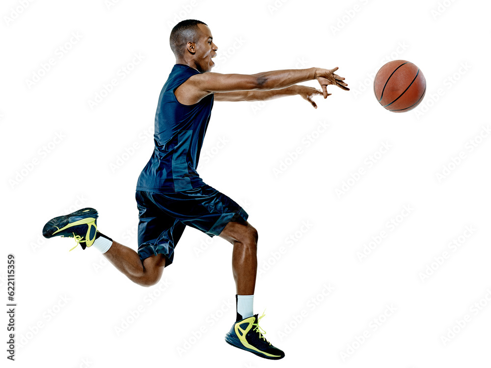 one basketball player man Isolated on white background