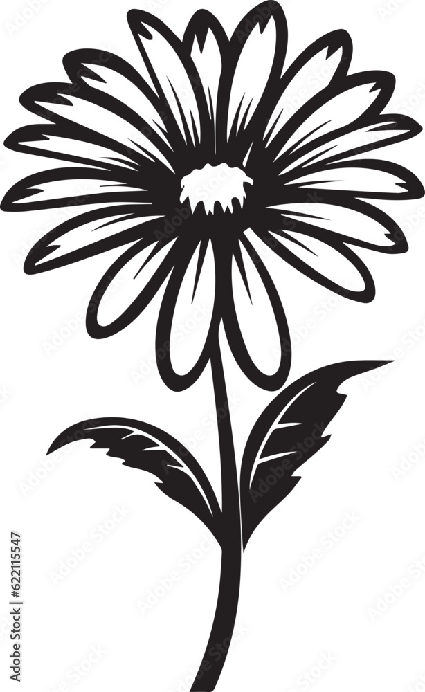 Oxeye Daisy Black And White, Vector Template Set for Cutting and Printing