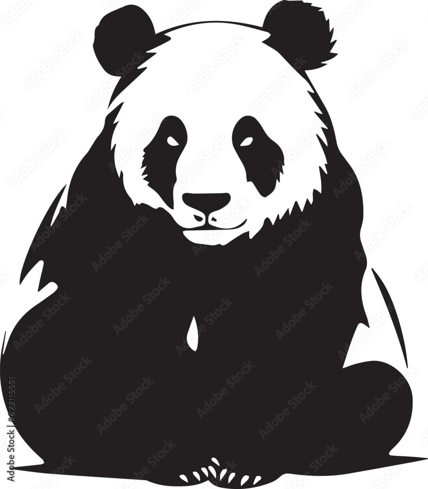 Panda Black And White, Vector Template Set for Cutting and Printing