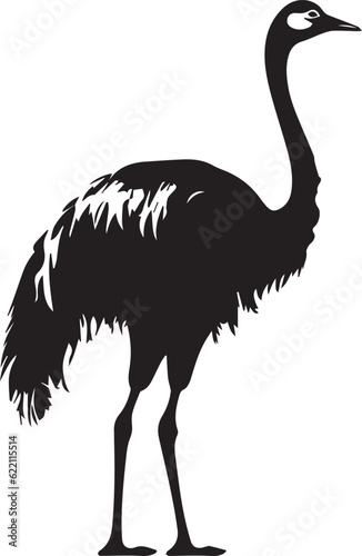 Ostrich Black And White, Vector Template Set for Cutting and Printing