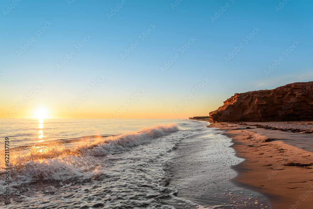 Ocean coast at the sunrise (Thunder Cove, Prince Edward Island, Canada)