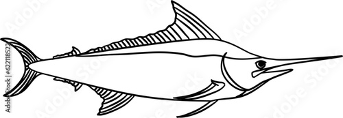 Blue Marlin Fish Outline Illustration Vector