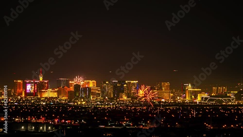 Time lapse of fireworks of Independence Day in Las Vegas