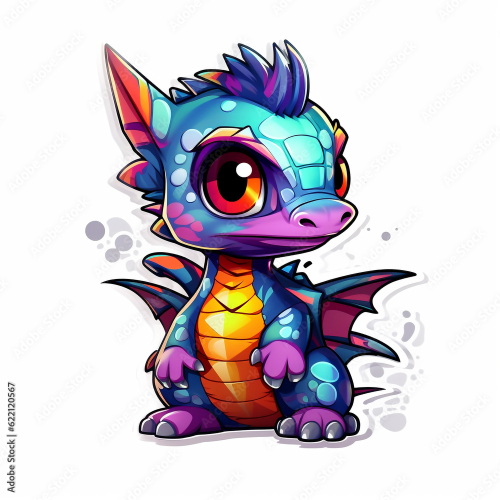 Obraz premium Cute Dragon. Generative AI. 