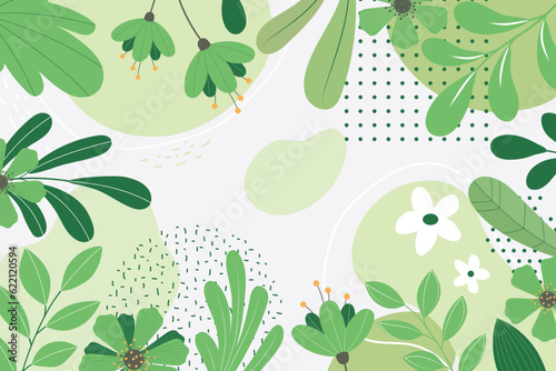 Presentation Background with leaf plant on green background vector design
