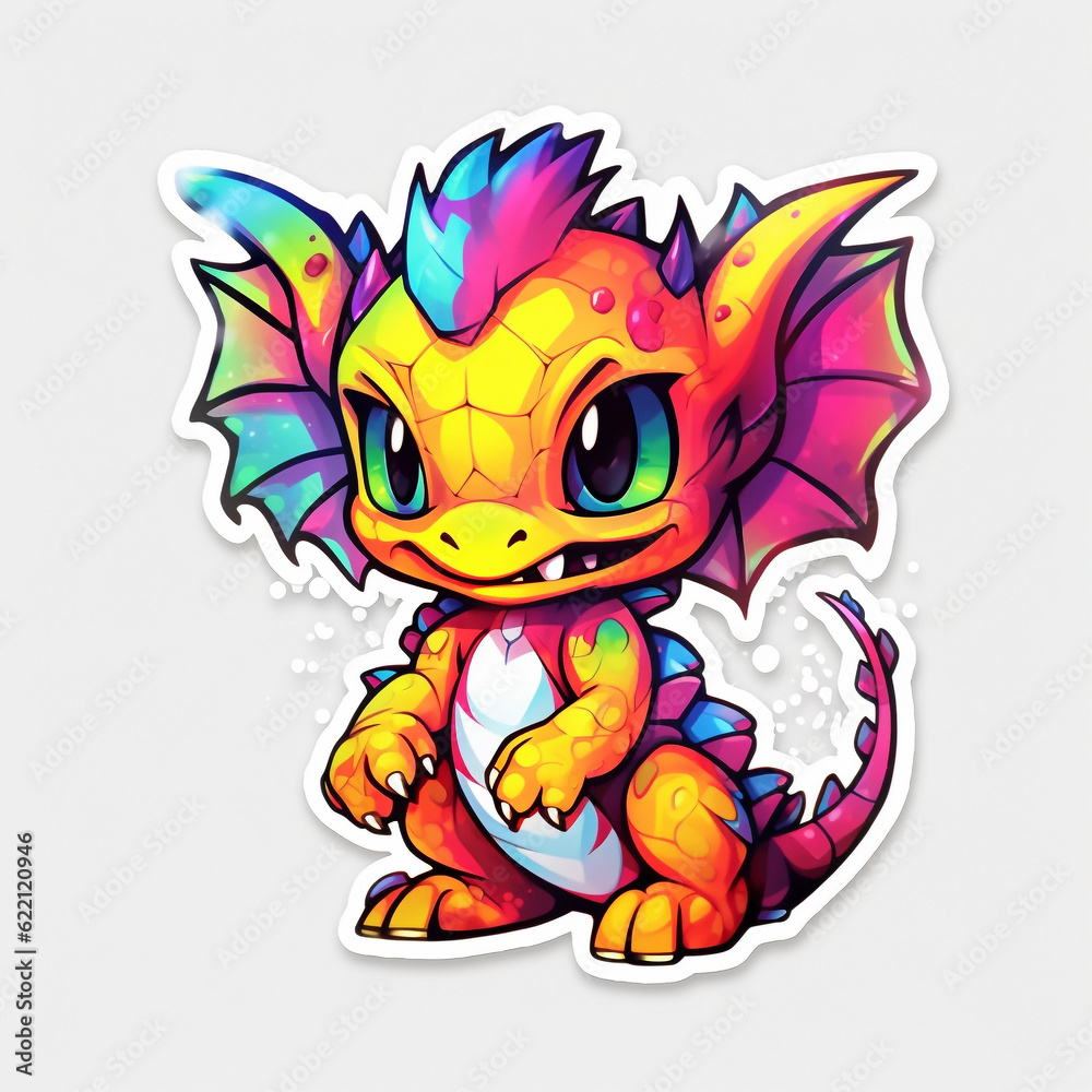 Fototapeta premium Cute Dragon. Generative AI. 