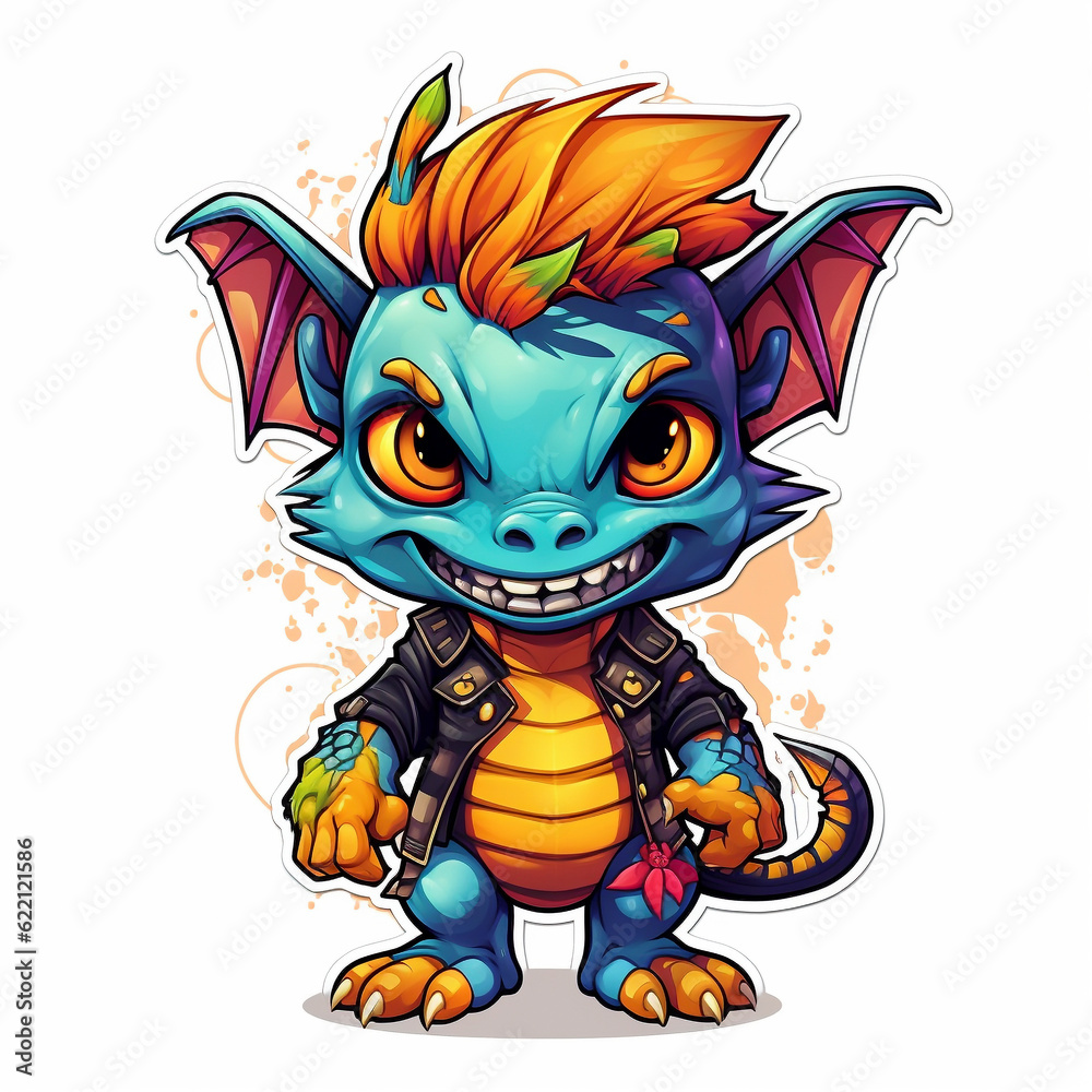 Fototapeta premium Cute Dragon. Generative AI.