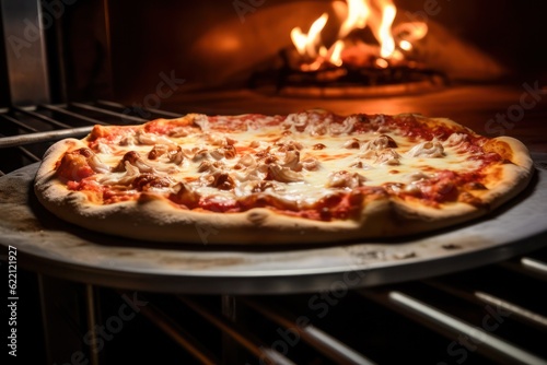 a pizza is being cooked in an oven, created by Generative AI