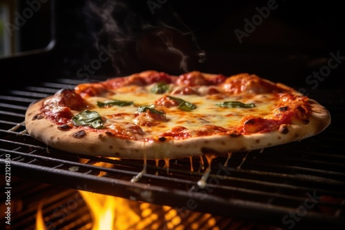 a pizza is being cooked in an oven, created by Generative AI