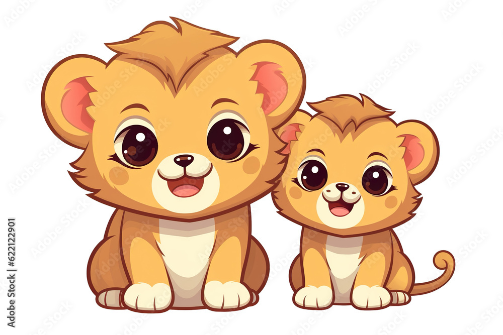 kawaii Lions sticker image, in the style of kawaii art, meme art isolated PNG kawaii Lions sticker image, in the style of kawaii art, meme art isolated PNG