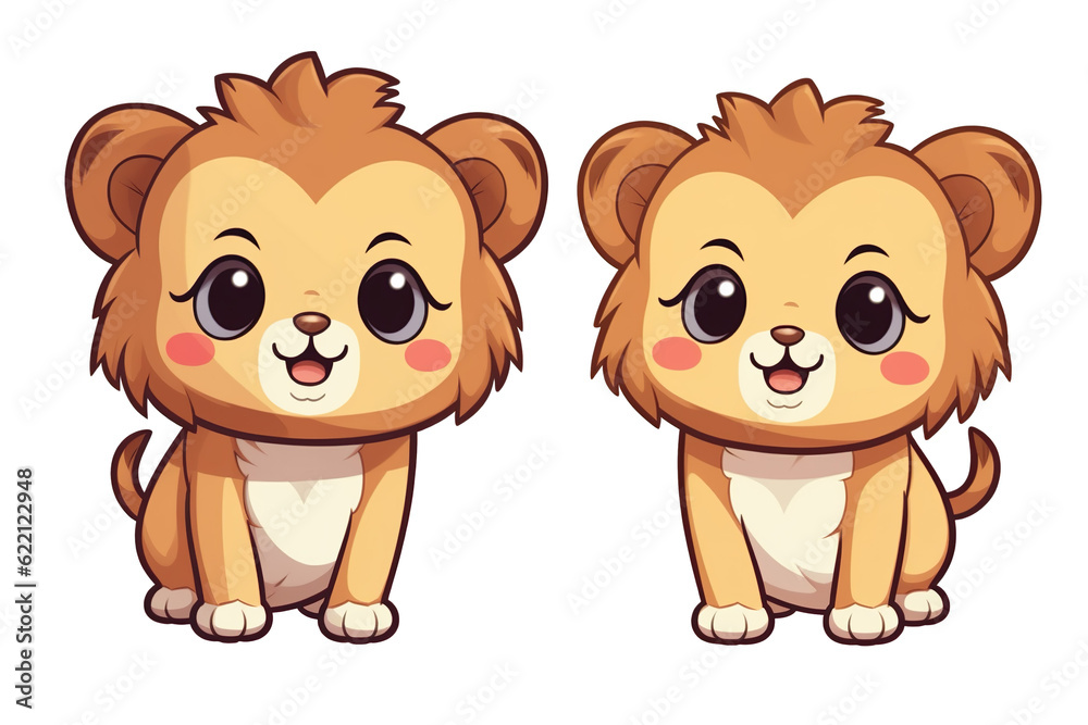 kawaii Lions sticker image, in the style of kawaii art, meme art isolated PNG kawaii Lions sticker image, in the style of kawaii art, meme art isolated PNG