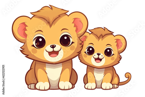 kawaii Lions sticker image  in the style of kawaii art  meme art isolated PNG