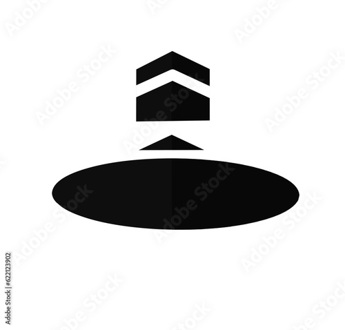 direction that should be faced when a muslim prays. It is fixed as the direction of the Kaaba in Mecca. Vector Islamic silhouette icon.