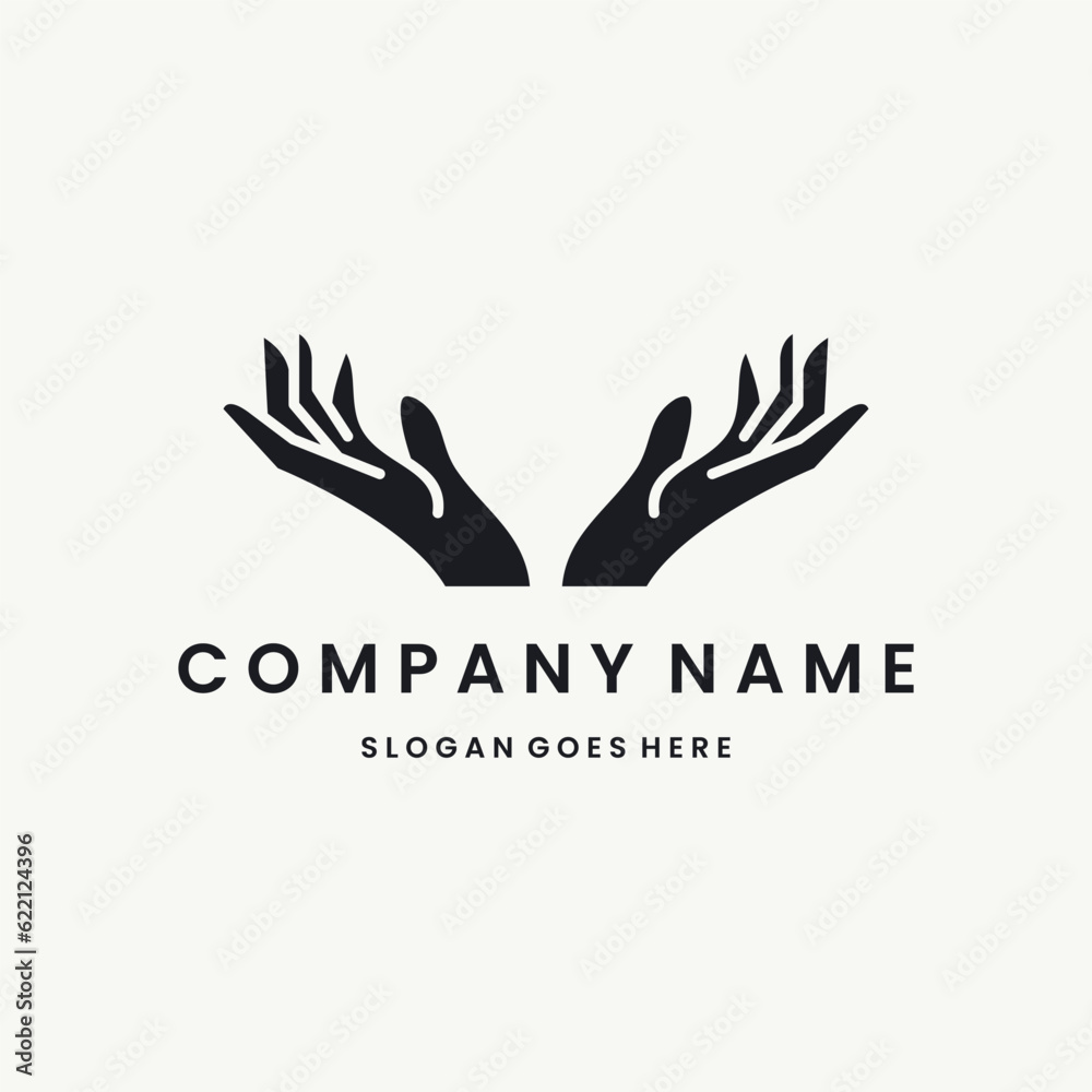 Hand Logo vector design template black logo and white background Hand Logo vector design template black logo and white background