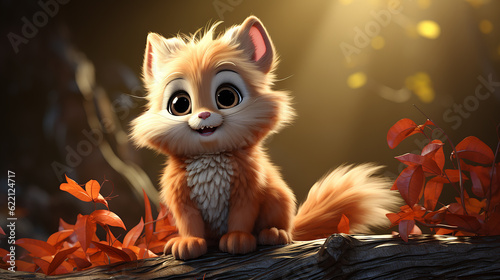 cute animal cartoon character made by AI generative photo