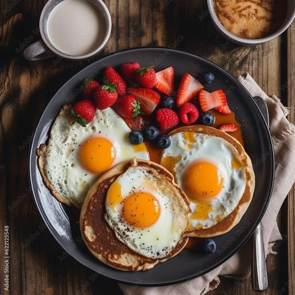 Healthy breakfast set on table. The concept of delicious and healthy food. generative ai. Healthy breakfast set on table. The concept of delicious and healthy food. generative ai.