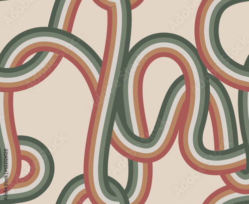 70s wavy lines wallpaper. Vector seamless pattern