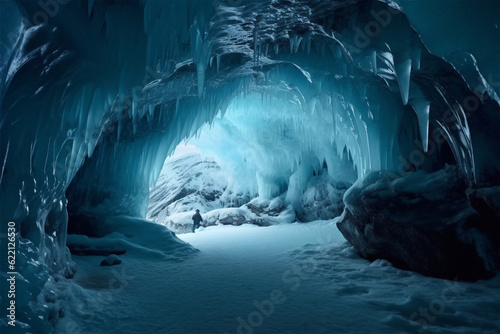 Generative AI. background of an ice cave