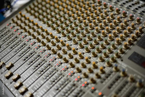 Audio sound board with sliders and knobs