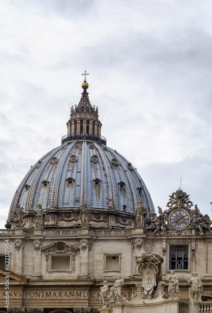 St. Peter Basilica is a church in the Renaissance style located in the Vatican City. Dome