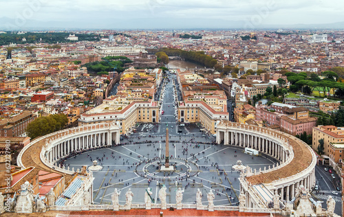 View of St. Peter Square and Rome from the Dome of St. Peter Basilica, Vatican