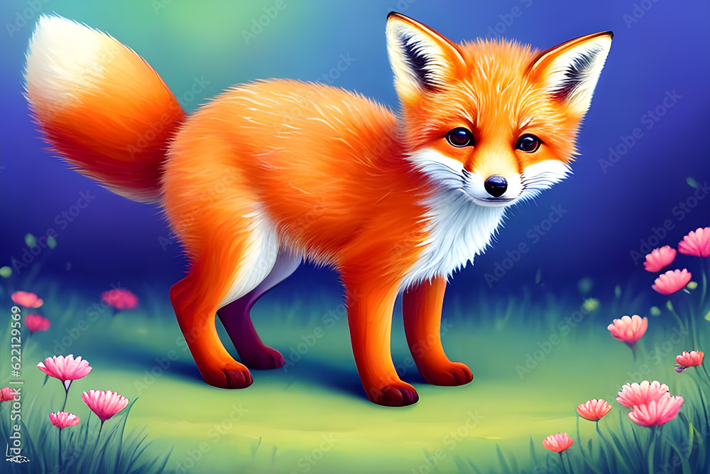 Fototapeta premium artwork a baby fox takes center stage showcasing