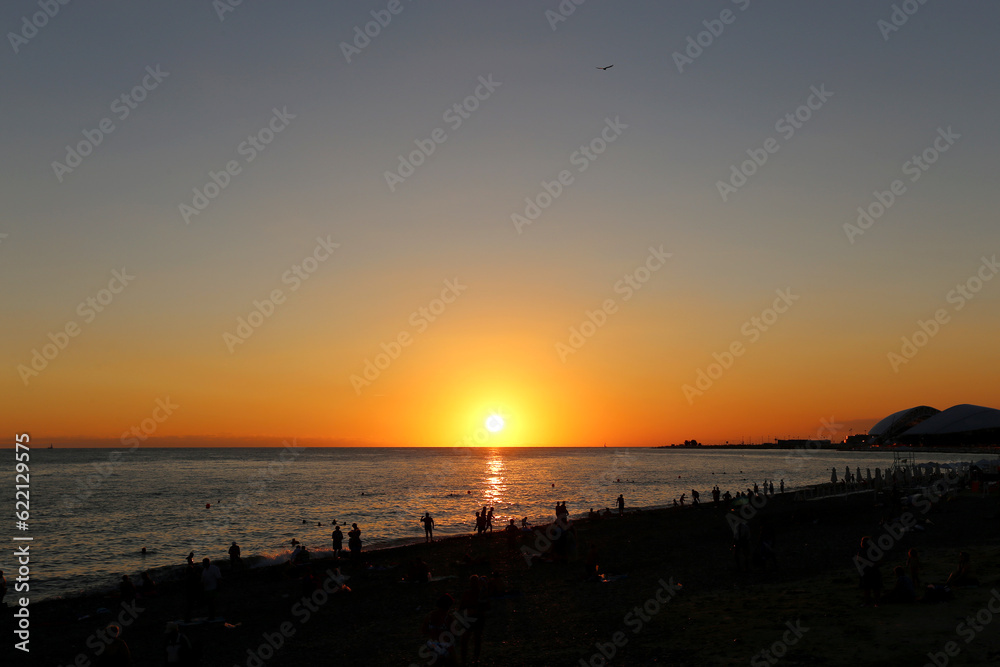 beautiful sunset at sea with a bright sun