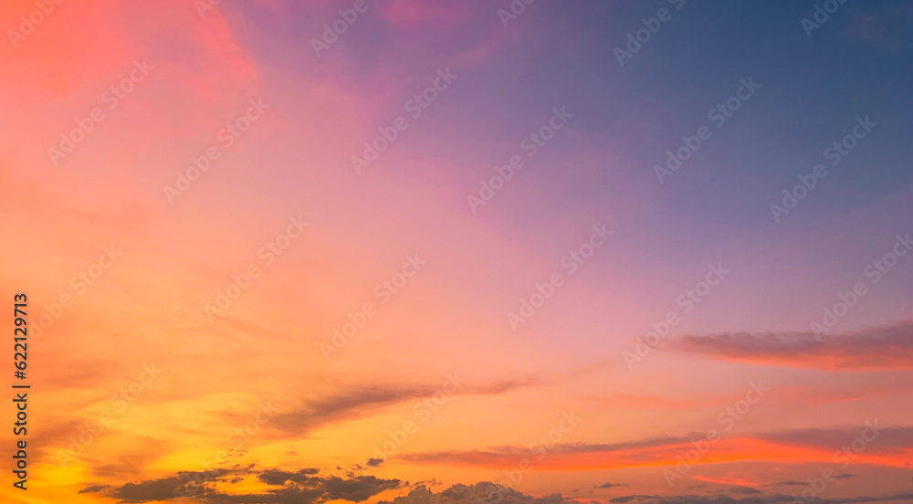 beautfiul sunset sky purple and orange color panorama view