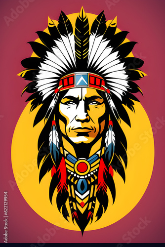 native american headdress tattoo vector