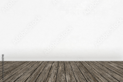 3d rendering of an empty room with a wooden floor