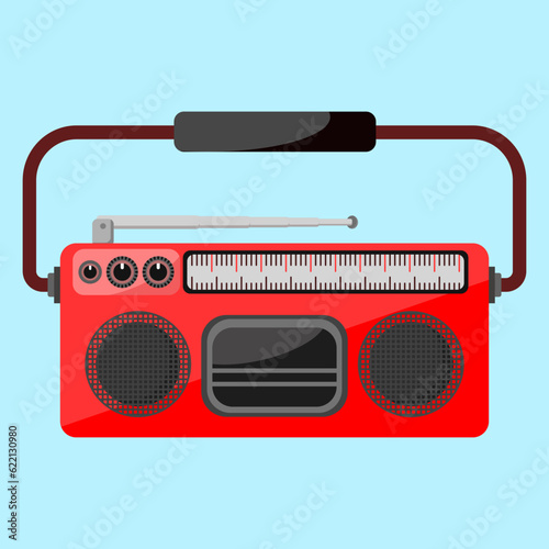 Red vintage radio style, radio transistor illustration for world national radio day