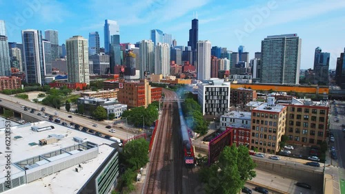 Drone Footage of Metra Train through Chicago