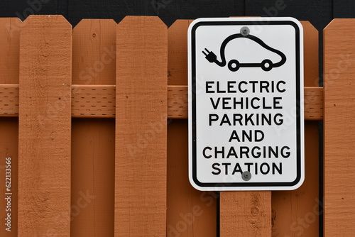 electric vehicle parking and charging station sign photo