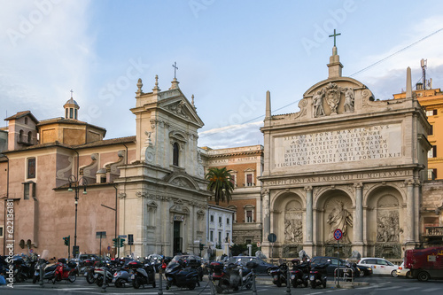 Fountain of Moses and church Santa Maria della Vittoria, Rome