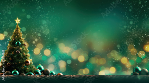 Christmas green banner with blank space for text