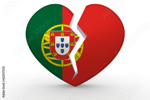 Broken white heart shape with Portugal flag, 3D rendering Free Download Broken white heart shape with Portugal flag, 3D rendering - GFXLoad