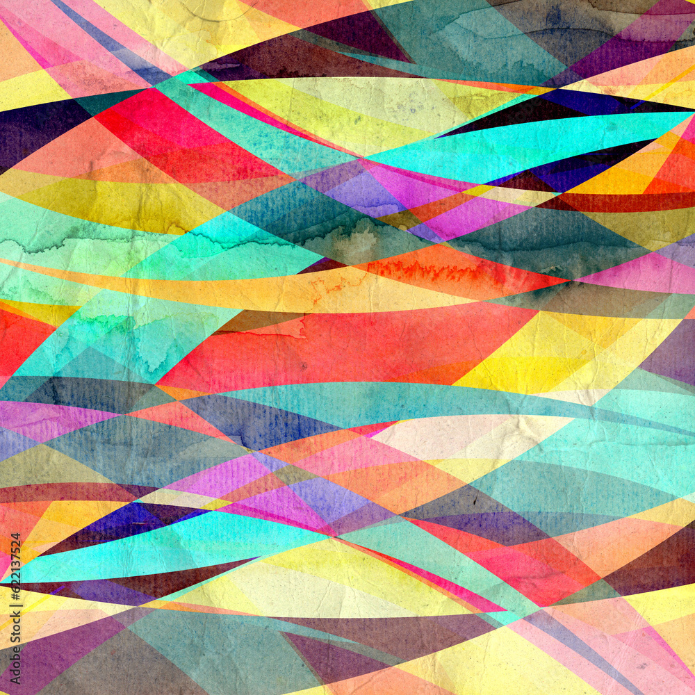 Fototapeta premium Watercolor abstract colorful background with fantastic elements. Background for design template.