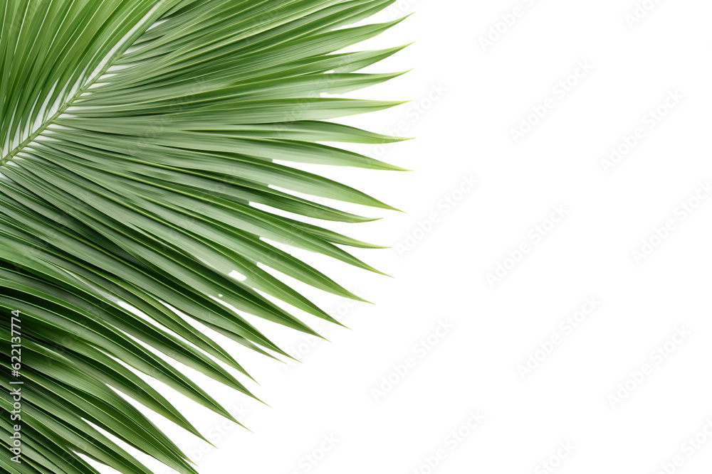 Fototapeta premium lush green curved palm leaves on isolated white background PNG