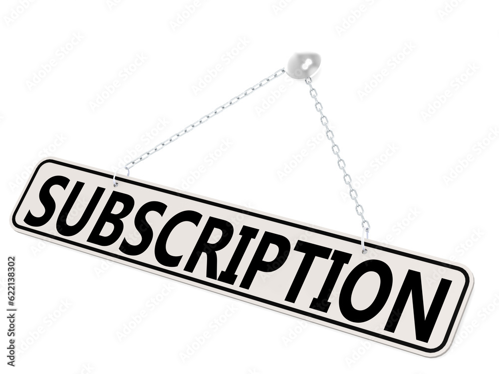 Subscription banner isolated on white, 3D rendering Subscription banner isolated on white, 3D rendering