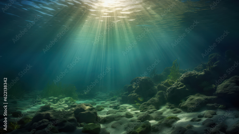 Sun light rays under water.