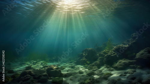 Sun light rays under water.